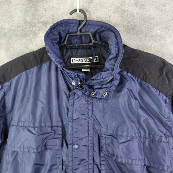 Mens Blue Mountain Tek Nylon Hooded Jacket Coat Drawstrings Full Zip Size XL - Picture 4 of 10